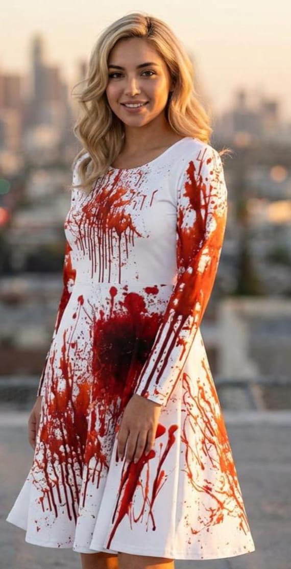 Horror Movie Slasher Maxi Dress | Scary Film Halloween Costume | Classic Thriller Blood Splatter Gown | Spooky Cinema Cosplay - Etsy Horror Movie Slasher Maxi Dress | Scary Film Halloween Costume | Classic Thriller Blood Splatter Gown | Spooky Cinema Cosplay - Etsy