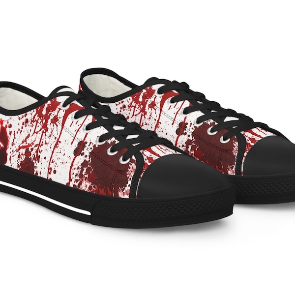 Bloody Crime scene Low Top Sneakers, Gothic Homicide Murder shoes, Vampire blood, Halloween