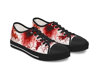 Gothic Horror High Top Sneakers, Blood Splattered Sneakers, Halloween Alt Fashion Gift