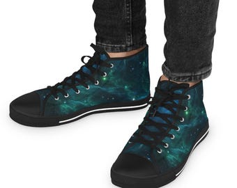 Gothic Night Sky High Top Men's Sneakers, Dark Stary Converse Trainer style