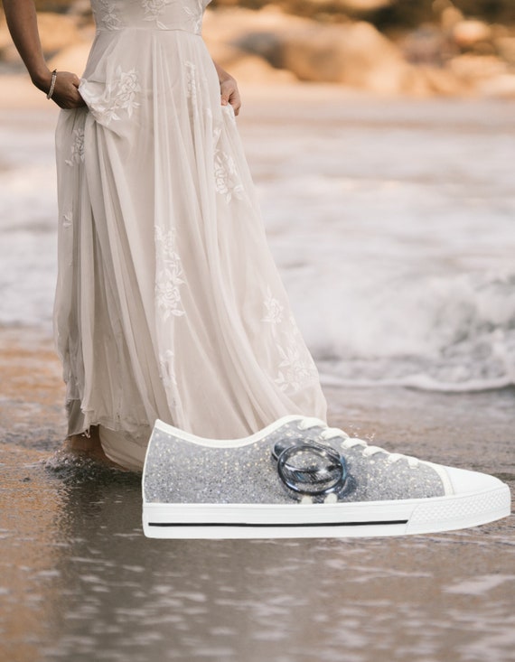 Bridal Glitter Sneakers: Women's Low Top Wedding Shoes