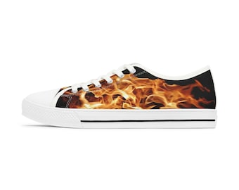 Fire & Flames Women's Sneakers: Burning Inferno Low Top Canvas Shoes