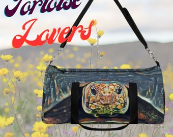 Tortoise lovers travel Duffel, Vacation Carry-on bag for Russian Tortoise people, gift for reptile owners for travel or school