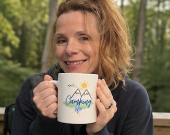 Camping Life Jumbo Mug, 20 oz Ceramic Coffee Cup, Nature Lover Gift