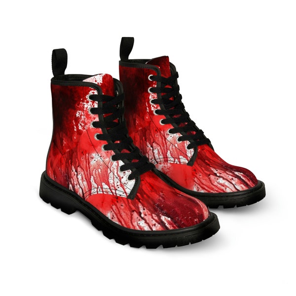 Costume Women's Blood Splatter Combat Boots - Perfect for Crime Enthusiasts, Cosplay, and Halloween. Unleash Your Edgy Style!