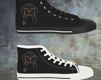 Men's Neon Dog High Top Sneakers - Canine Designed Gym Shoes for Fitness, Halloween, or Cosplay! #DogLoverFashion #DogSneakers