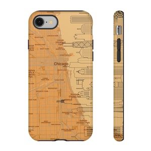 Coole Handy Hülle, Chicago Skyline Stadtansicht Tough Case, Coole USA Chicago Lover Cover, iPhone 8-16, Illinois, Geschenk für Ihn, Schützende Handy Hülle,