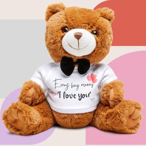Valentine&#39;s Teddy Bear T-Shirt Gift for Her - Couples I Love You Love Gifts, Girlfriend, Cute Plush Toy