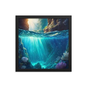 Ocean Cave Siren Fantasy Art - Poster da parete incorniciato