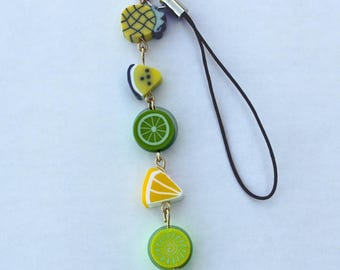 Pineapple Tangy Fruit Phone Charm | Cute Fruity Keychain | Bag Charm | Phone Charm | Green and Yellow Charm