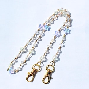 Kawaii Iridescent Star Bag Chain: Beaded Fairycore Purse Charm