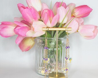 Butterfly Drop Chain Earrings: Handmade Suncatcher Jewelry