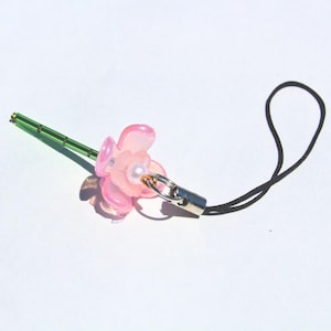 Rosy Pink Blossom Phone Charm – Handmade Flower Blossom Phone Charm, Cute Beaded Accessory Perfect for Phones, Switch Console, Bags, or Keys