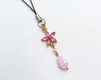 Pink Sakura Drop Phone Charm | Handmade Phone Charm | Pink Phone Charm | Floral Charm