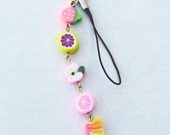 Pink Fruit Basket Phone Charm | Pink Fruit Collection | Rainbow Fruit Phone Charm | Fruity Keychain