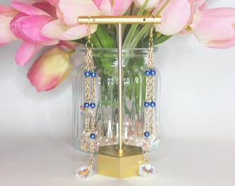 Sparkling Snowflake Chain Drop Earrings: Handmade Suncatcher Jewelry