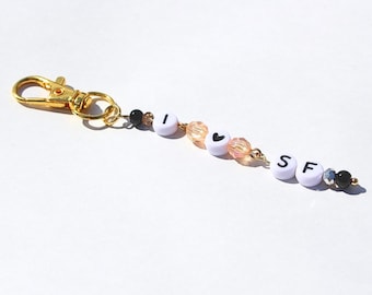 I Love SF Beaded Bag Charm: Giants Colors, Handmade Baseball Fan Gift