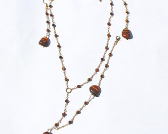 Handmade Tiger's Eye Jewelry Set: Necklace, Bracelet & Earrings