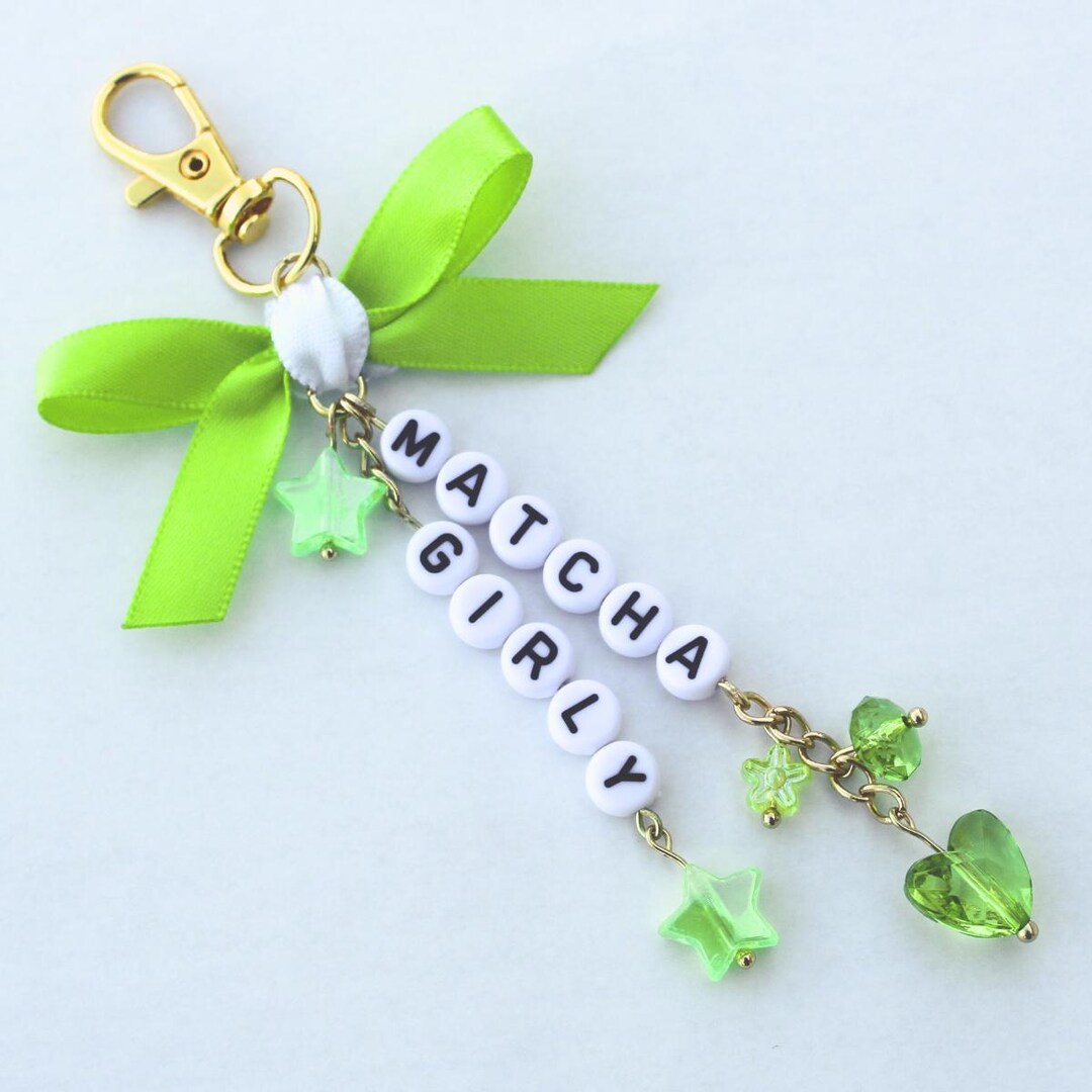 Green Matcha Girly Bag Charm | Matcha Aesthetic Keychain | Cute Green ...