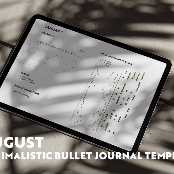 AUGUST: Minimalistic Bullet Journal Template