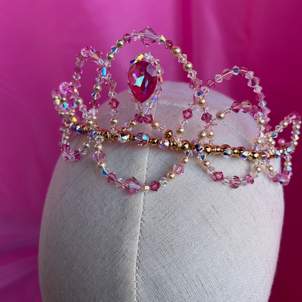 Pink Ballet Tiara, Swarovski Elements, Ballet Headpiece, Aurora, Sleeping Beauty, Sugar Plum, Dew Drop, Fairy, YAGP, Pageant Crown