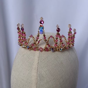 Pink and Gold Ballet Tiara, Swarovski Components, Aurora , Sugar Plum, Dew Drop, Fairy , Sleeping Beauty