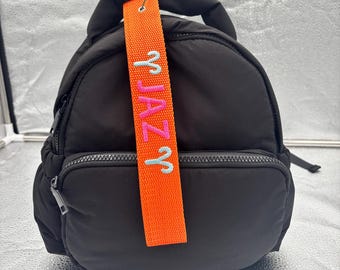 Personalized Embroidered Luggage Tag — Custom Bag ID Strap with Metal Screw on Closure