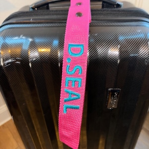 Personalized Pink Custom Embroidered Luggage Tag, Bag Tag