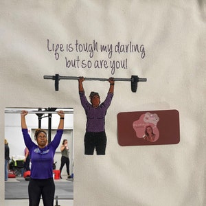 Personalisierte / Individuell bestickte Canvas-Einkaufstasche, auf Bestellung gefertigt, Foto zum Sticken, zwei Möglichkeiten zu tragen, langlebig