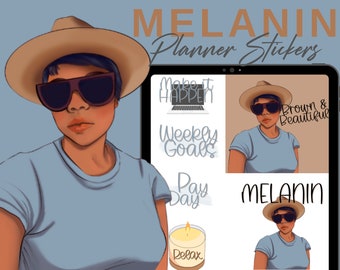 Black Girl Digital Stickers | African American Planner Stickers | Digitale Goodnotes | Black Owned Affirmation Stickers | Druckbare ClipArt