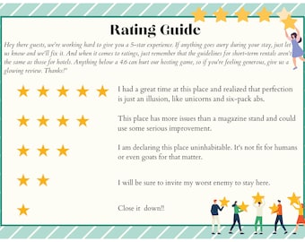 Airbnb/vrbo 5 Sterne Bewertungsvorlage, Digitaler Download