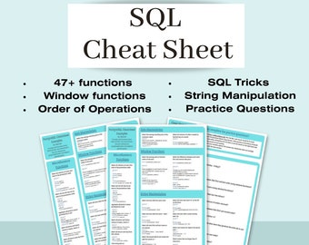 MYSQL Cheat Sheet Printable PDF (Download Now) - Etsy