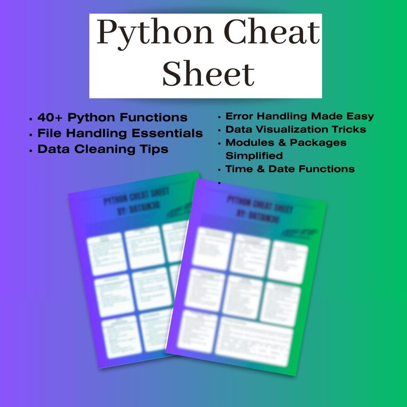 Python Cheat Sheet Data Analyst Guides PDF Digital Download 2 Pages - Etsy