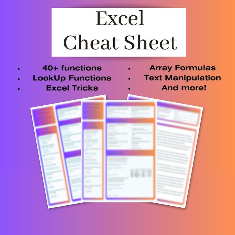 EXCEL CHEAT SHEET | Data | Analysis | Functions | Vlookup | Index ...