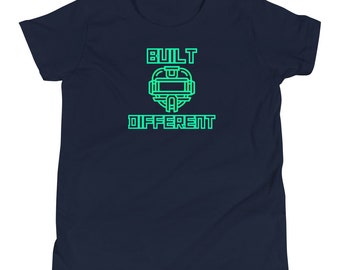 BUILT DIFFERENT lime green catcher baseball Youth Short Sleeve T-Shirt