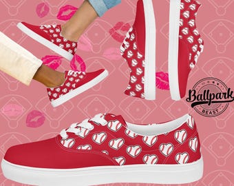 Red Baseball Women’s lace-up canvas shoes