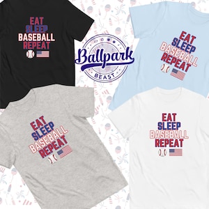 Eat Sleep Baseball-Wiederholungs-Jugendtrikot-T-Shirt