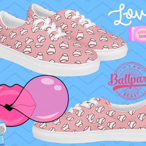 Rosa Baseball-Herzen Damen-Schnürschuhe