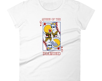 Reina del Diamante: Camiseta de mamá de béisbol, camiseta de manga corta de béisbol, camiseta amante del béisbol, camisa de entrenador de béisbol, camisa de mamá de béisbol