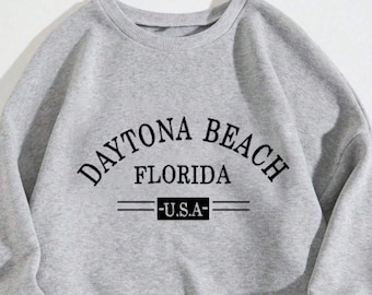 Sudadera con capucha gris 'Daytona Beach Florida': comodidad costera con estilo