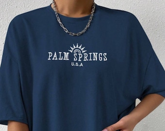 Camisa azul marino 'Palm Springs USA' - Embrace Desert Chic