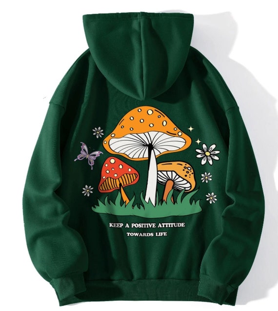 Dark Green Hoodie - 'keep a Positive Attitude Towards Life' With