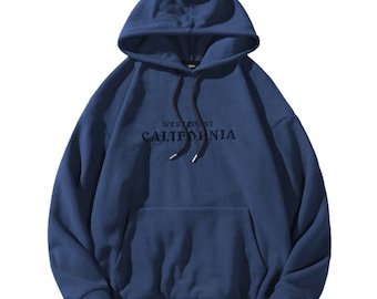 Sudadera con capucha azul oscuro de la costa oeste de California - Embrace Coastal Vibes