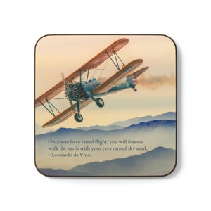 Aviation coaster | flying bi-plane, aircraft, airplane | pilot gift | perfect for livingroom, bar, den, office or man cave | Father's Day