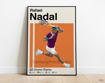 Affiche de Rafael Nadal, impression de tennis 16 x 24, impression de Nadal, Rafa, art du tennis, affiche minimaliste, affiche de sport, décoration de tennis - TÉLÉCHARGEMENT NUMÉRIQUE-