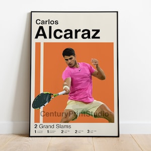 Carlos Alcaraz Poster, Tennis Wandkunst, moderner Athleten Druck, Geschenk für Tennisliebhaber, spanisches Tennis-Dekor, minimalistische Sportkunst