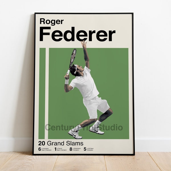 Affiche Roger Federer, impression tennis 16 x 24, impression Federer, art de Wimbledon, affiche minimaliste, affiche de sport, cadeau tennis - TÉLÉCHARGEMENT NUMÉRIQUE-