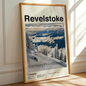 Revelstoke Ski Resort Poster, Bergwandkunst, Modernes Ski Dekor, Minimalistisches Ski Zentrum Kunst, Geschenk für Ski & Snowboarders, Kanada Druck