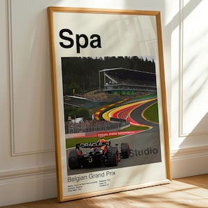 Spa Grandprix Poster, F1 Wandkunst, Spa Francorchamps Rennstrecke Print, Formel 1 Fan Dekor, modernes Rennsport Poster, belgischer Grandprix Geschenk