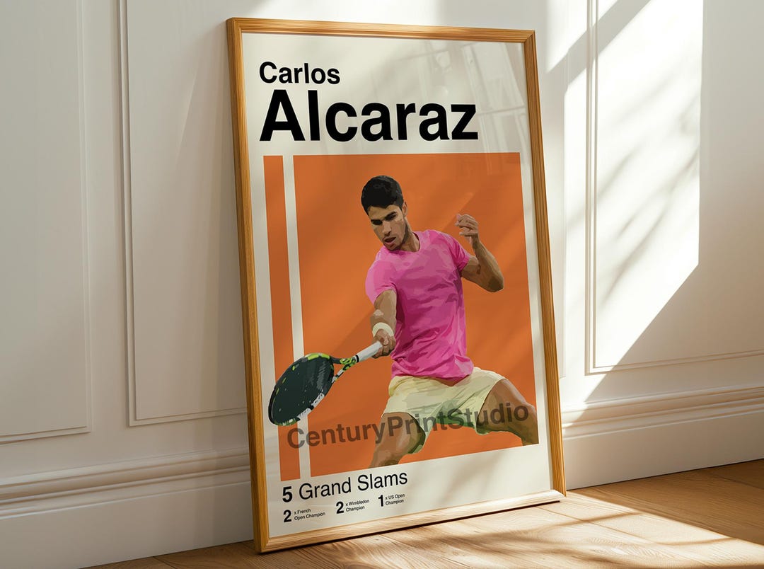 Pôster de Carlos Alcaraz, Arte de parede de tênis, Impressão de